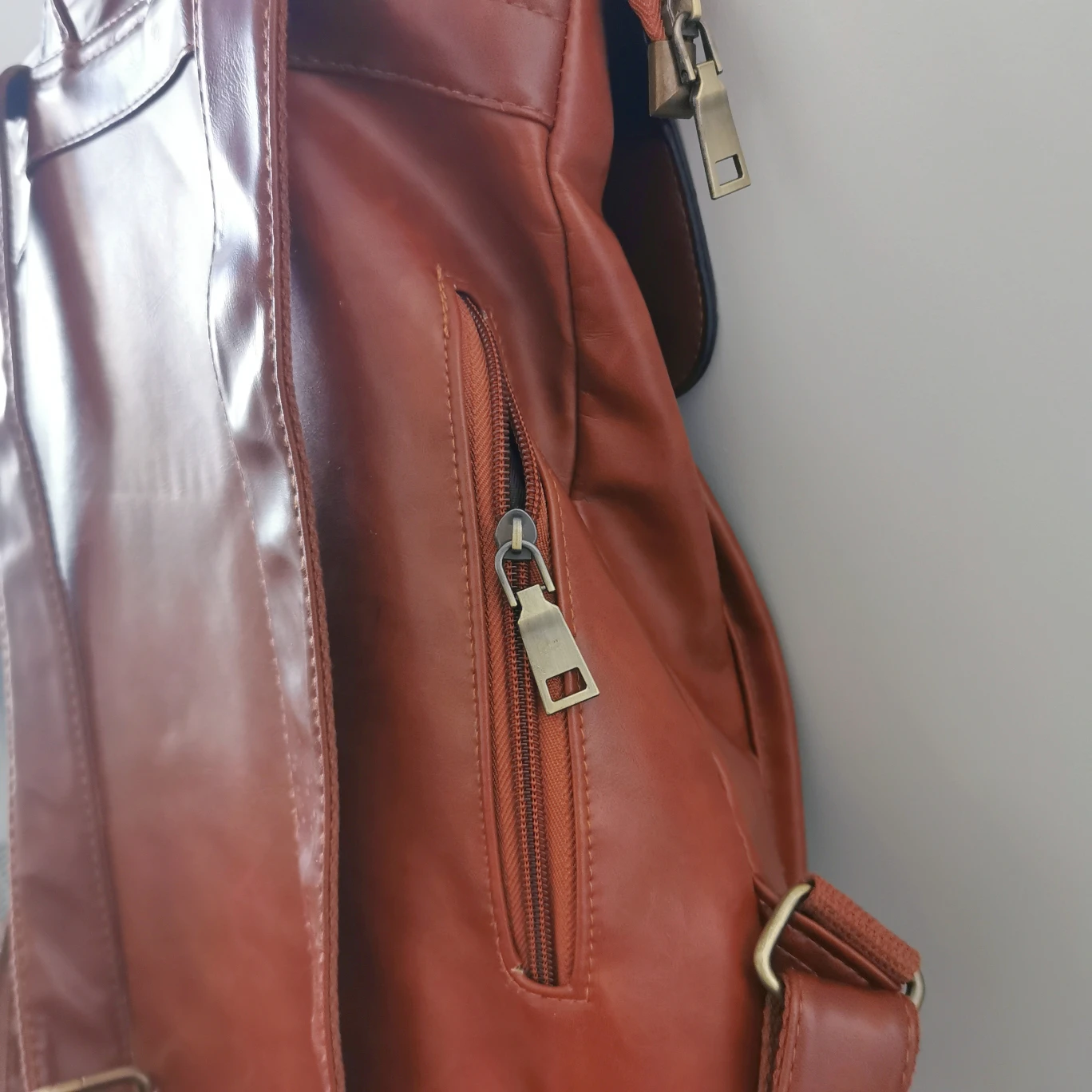 Brown PU Backpack Laptop Bag - photo 4