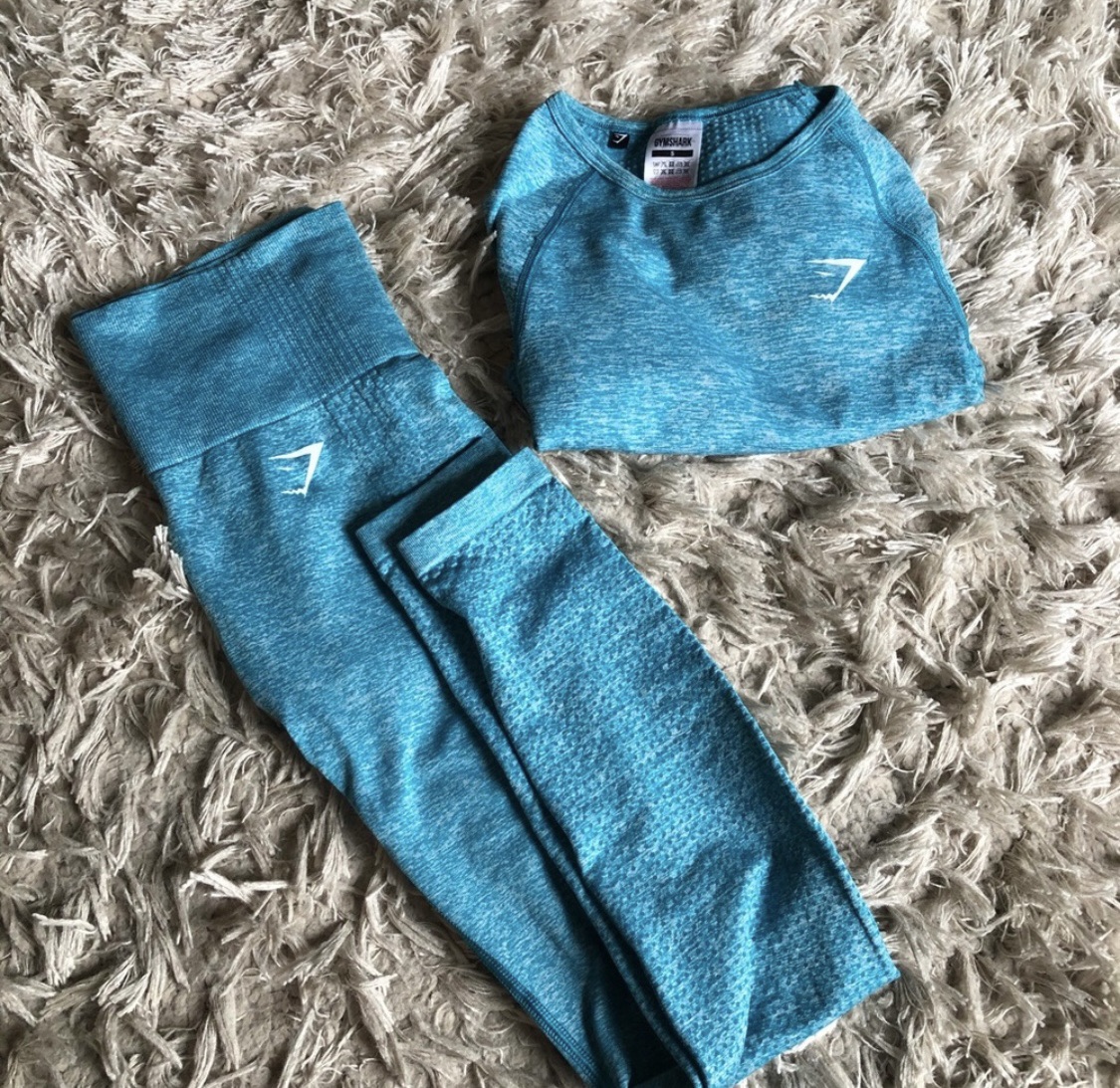 MOVING Gymshark Vital Seamless Top and Leggings Set Blue Marl thumbnail