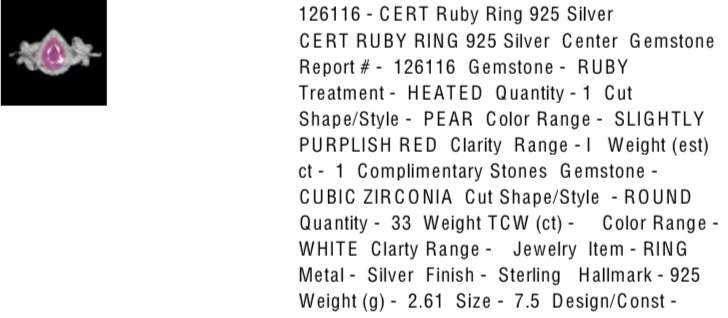 Sterling Silver And Genuine One Carat Ruby Butterfly Ring image indicator(9)