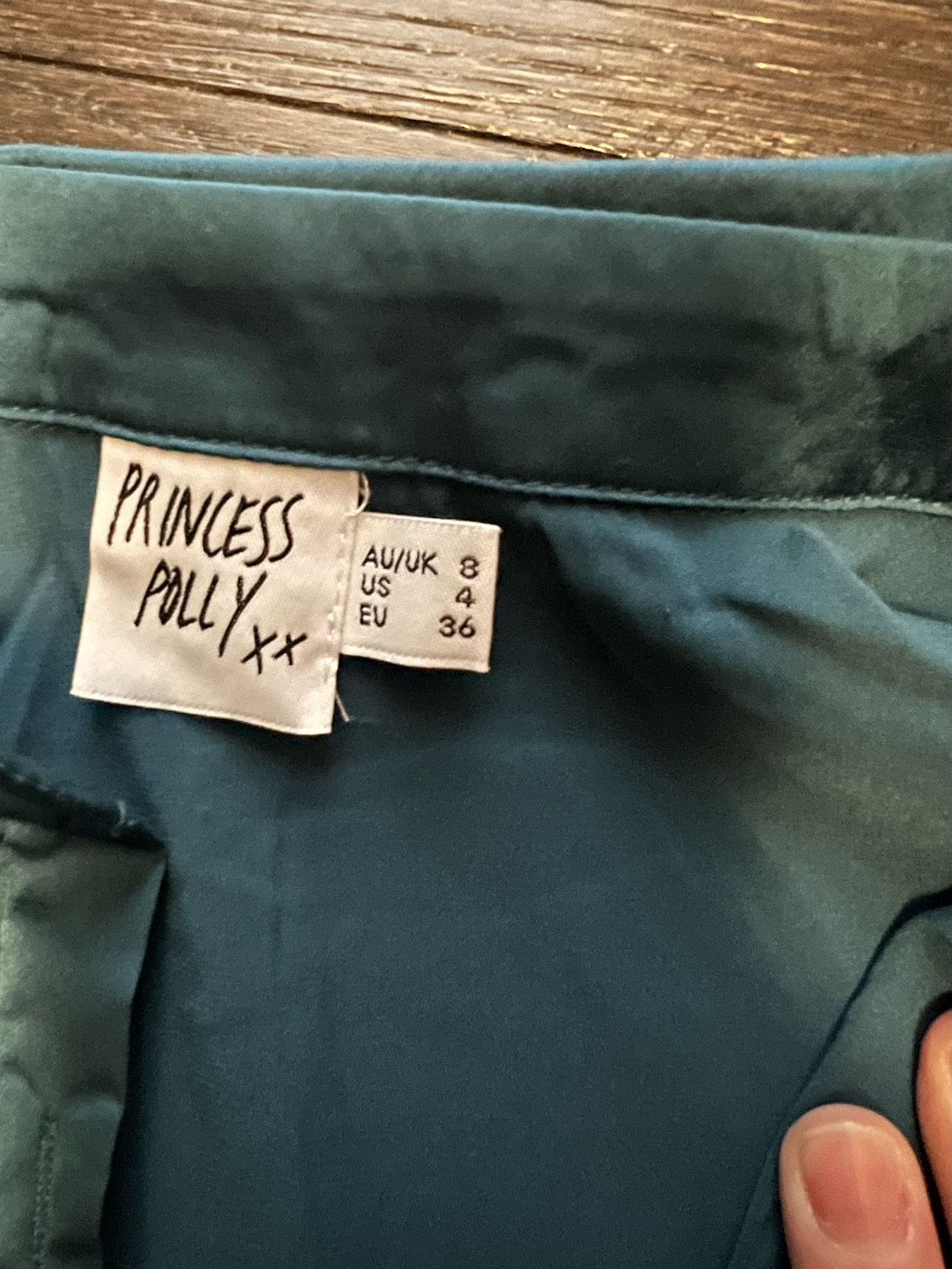 Teal silky mini dress image indicator(4)