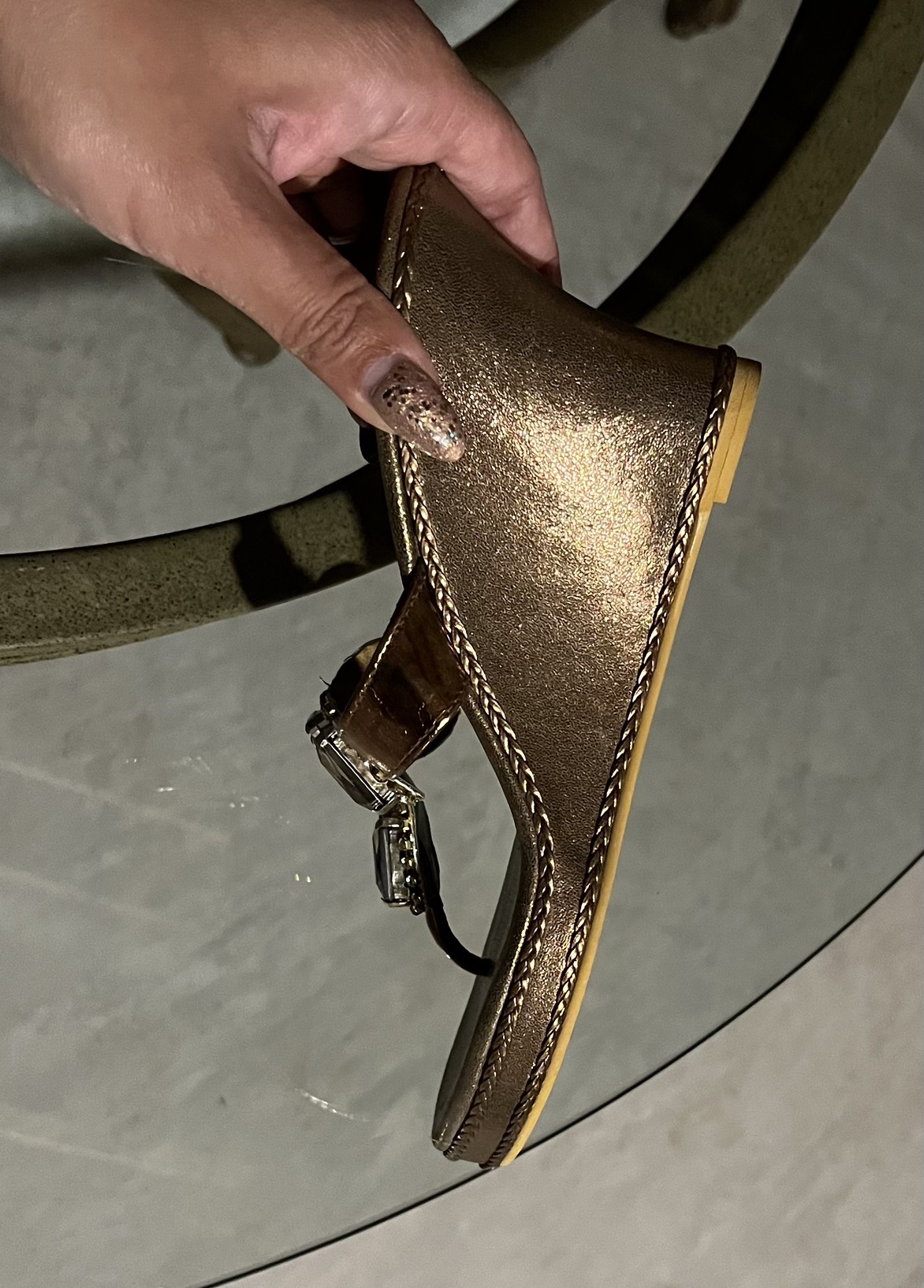 Brand NEW! Metallic brown wedge sandals with Crystals. Size 8 image indicator(9)