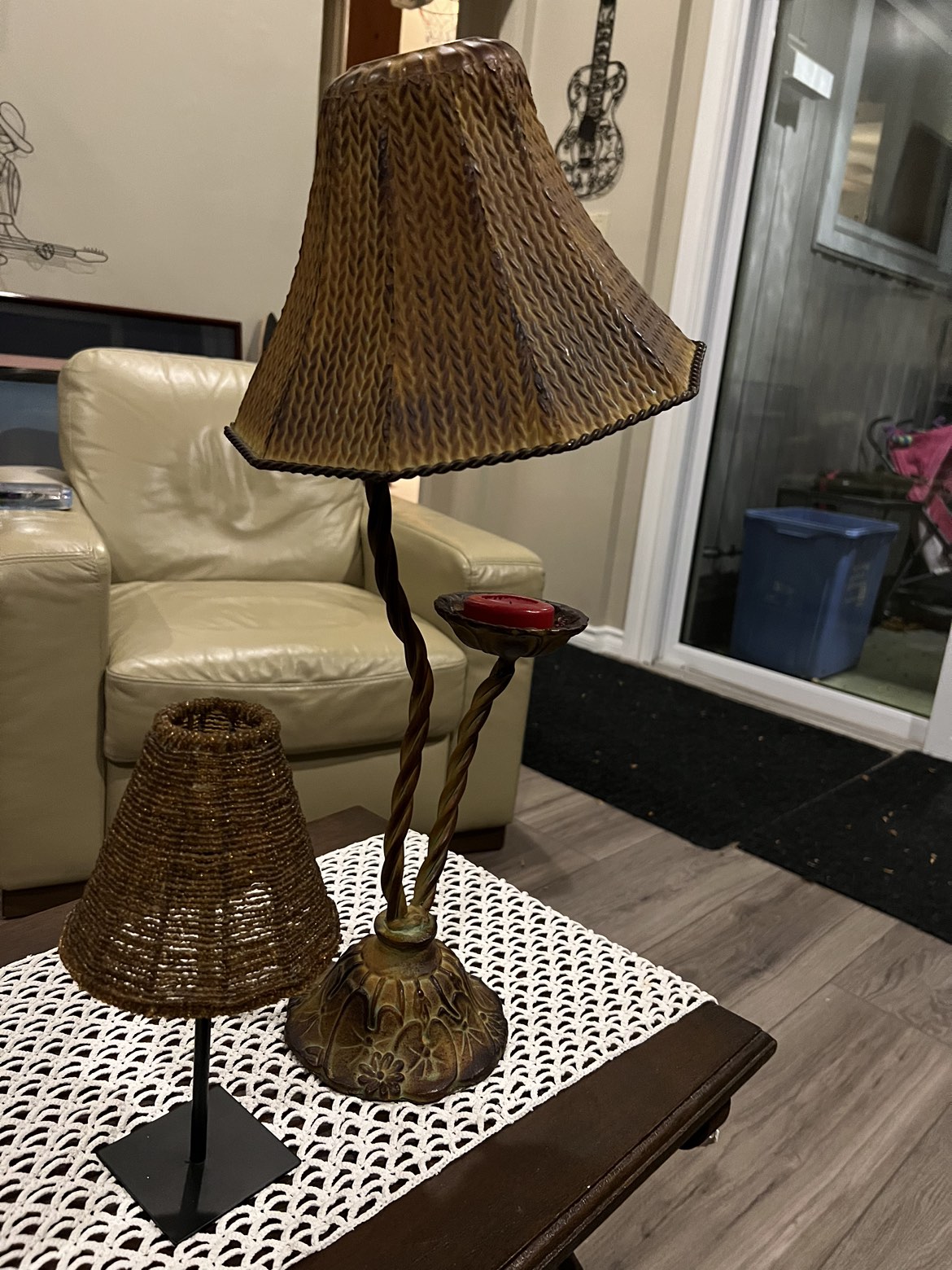 Votive metal candle holder and Christmas decorations. image indicator(7)