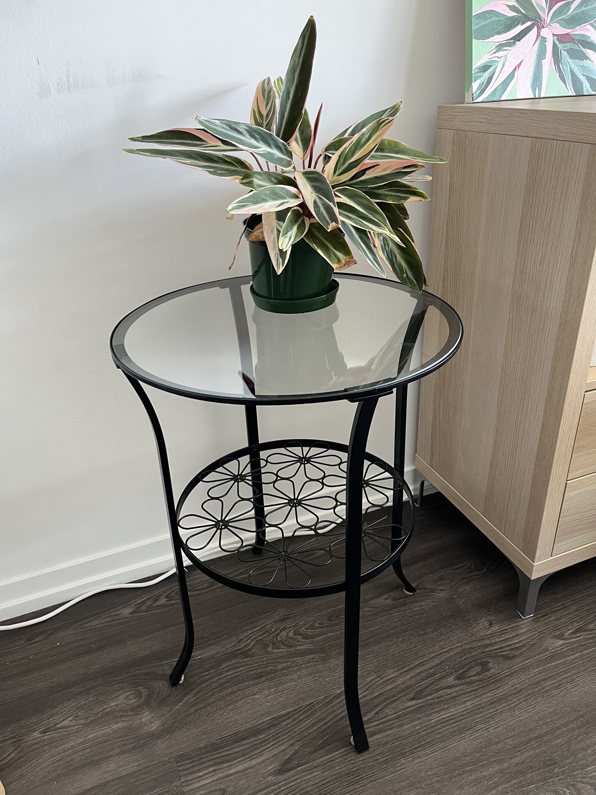 Glass top side table