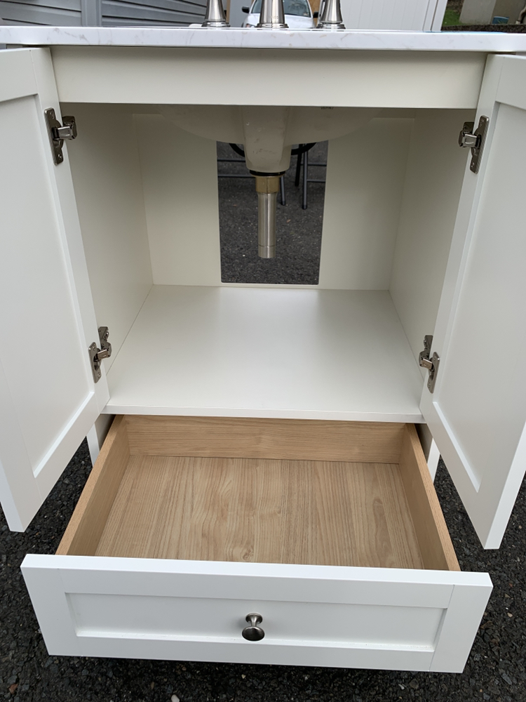 Vanity, sink, and brushed nickel hardware - photo 4