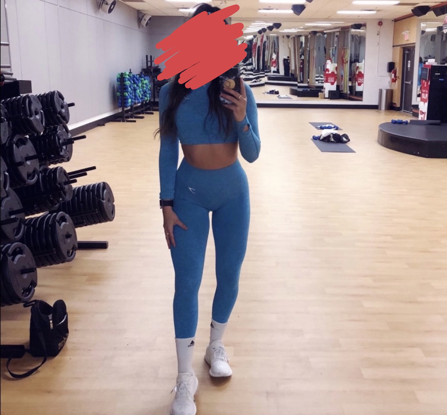 MOVING Gymshark Vital Seamless Top and Leggings Set Blue Marl - photo 2