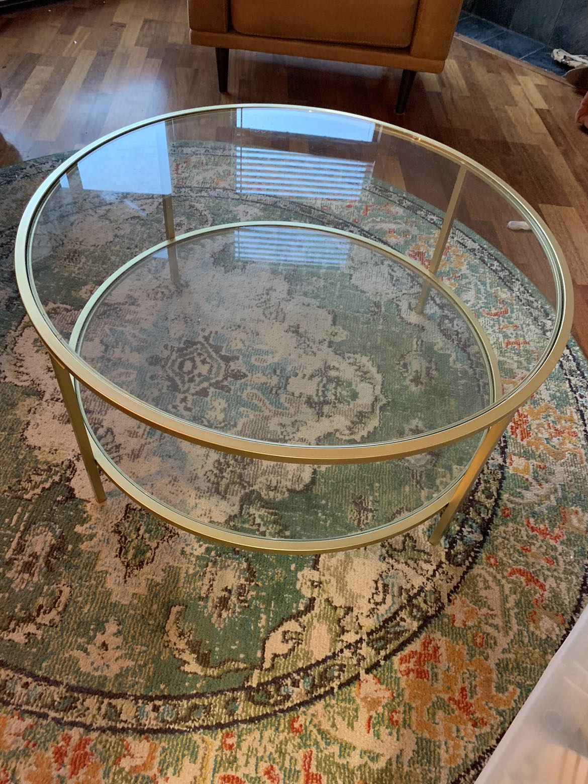 Coffee table - glass- gold - photo 2