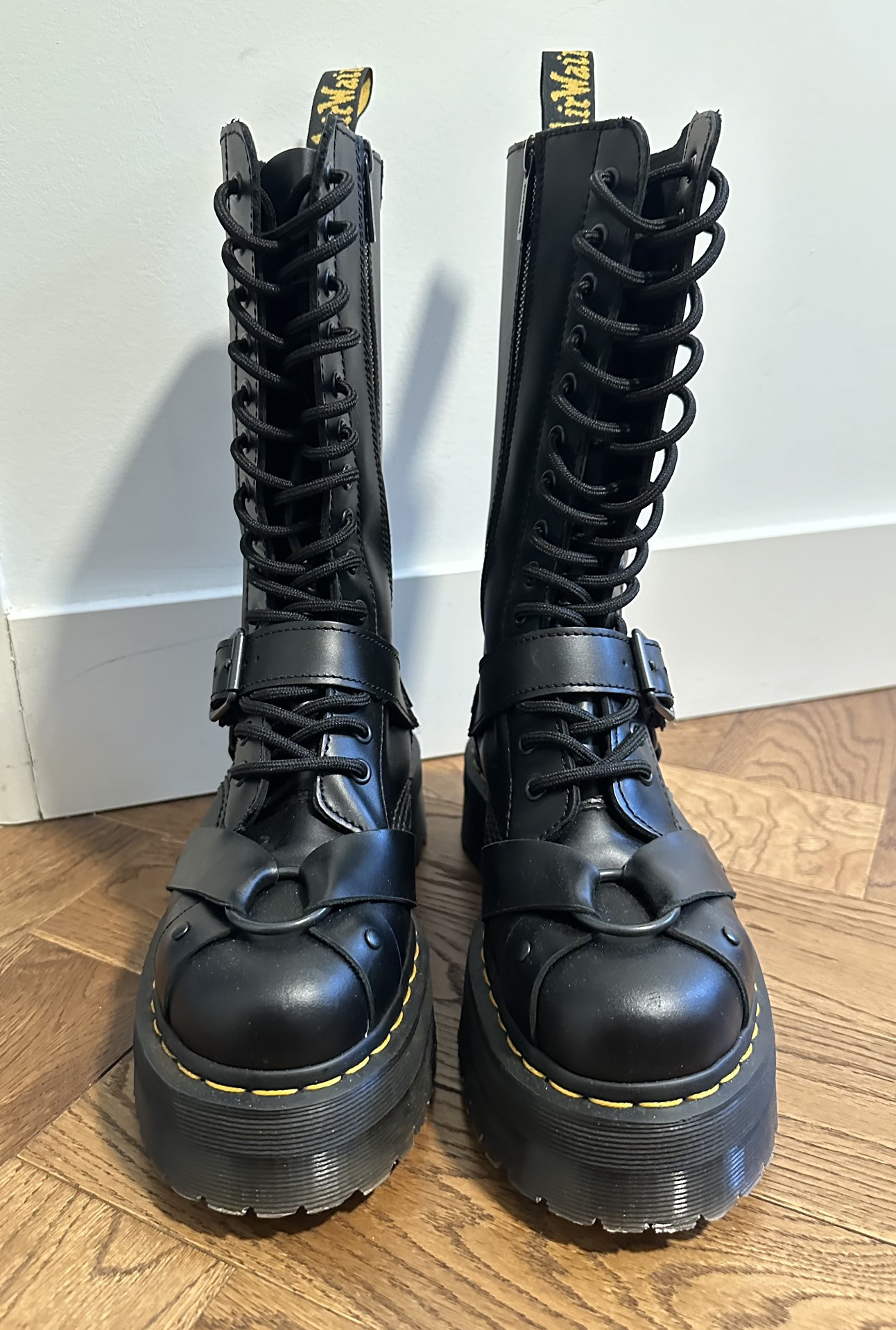 Dr Martens 1914 Harness Leather Tall Platform Boots Karrot