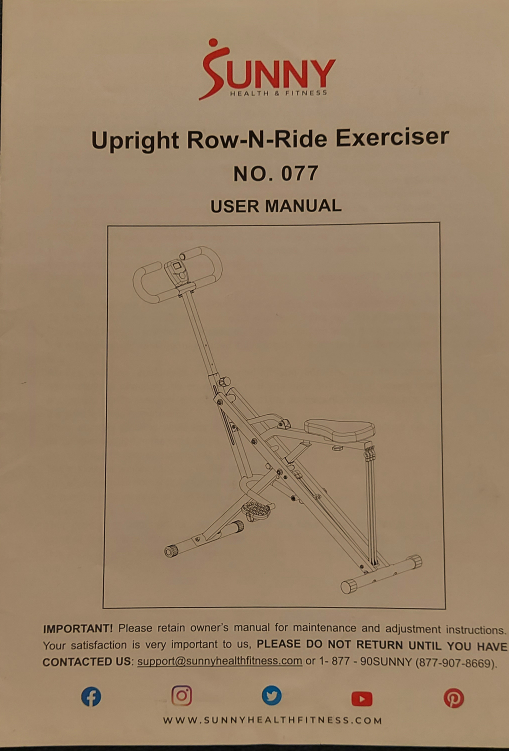 Upright Row-N-Ride Excerciser