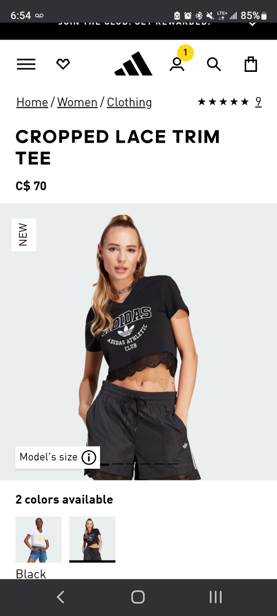 Brand new with tags! Adidas crop tee w/lace image indicator(3)