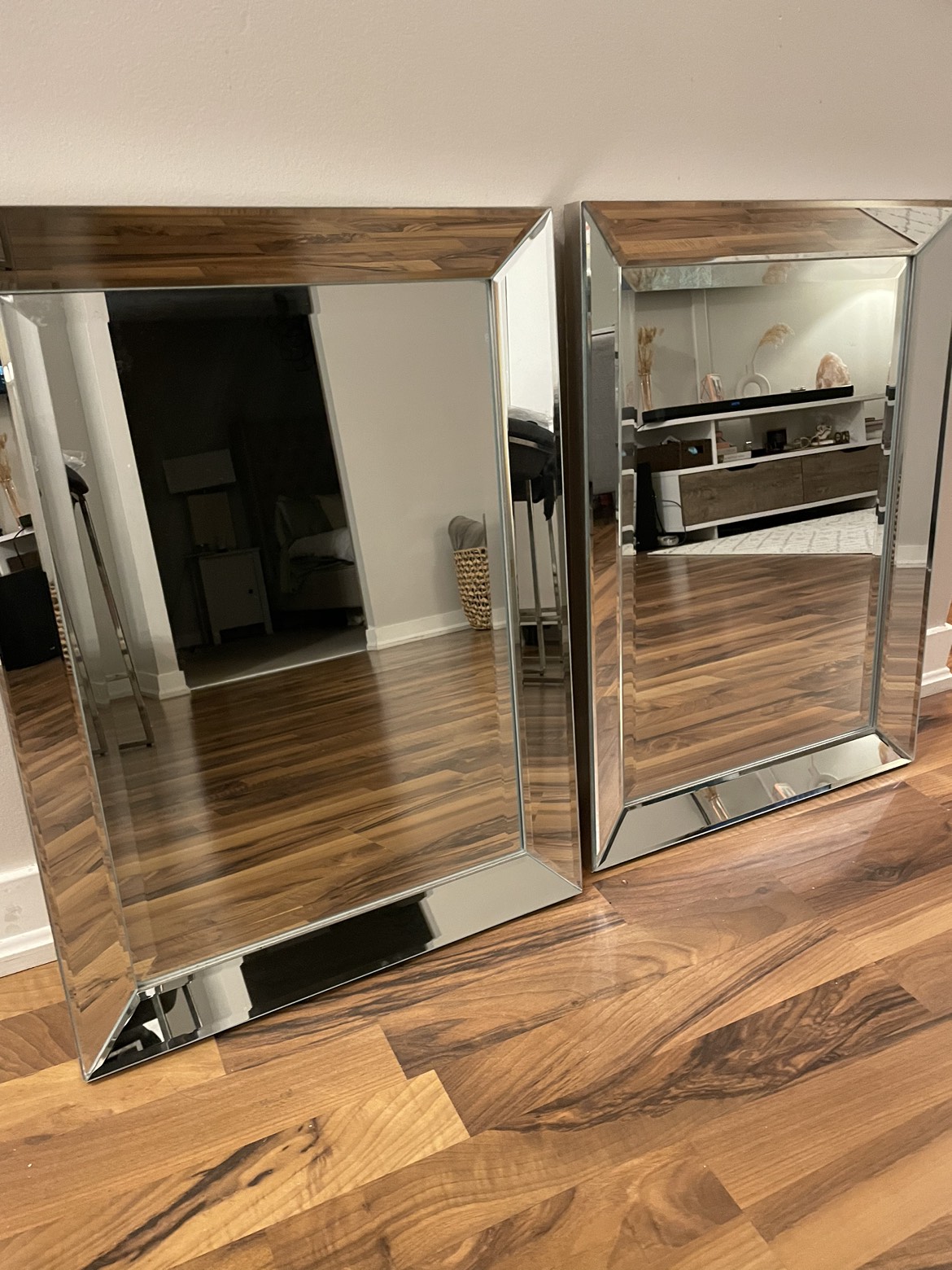 Pair of Contemporary Bevelled Mirrors - photo 2