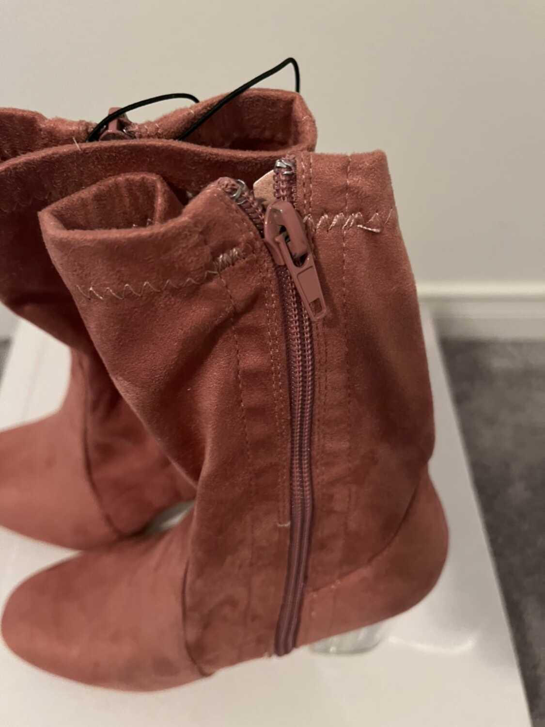 Women's Pink Ankle Boots with Clear Heel - photo 5