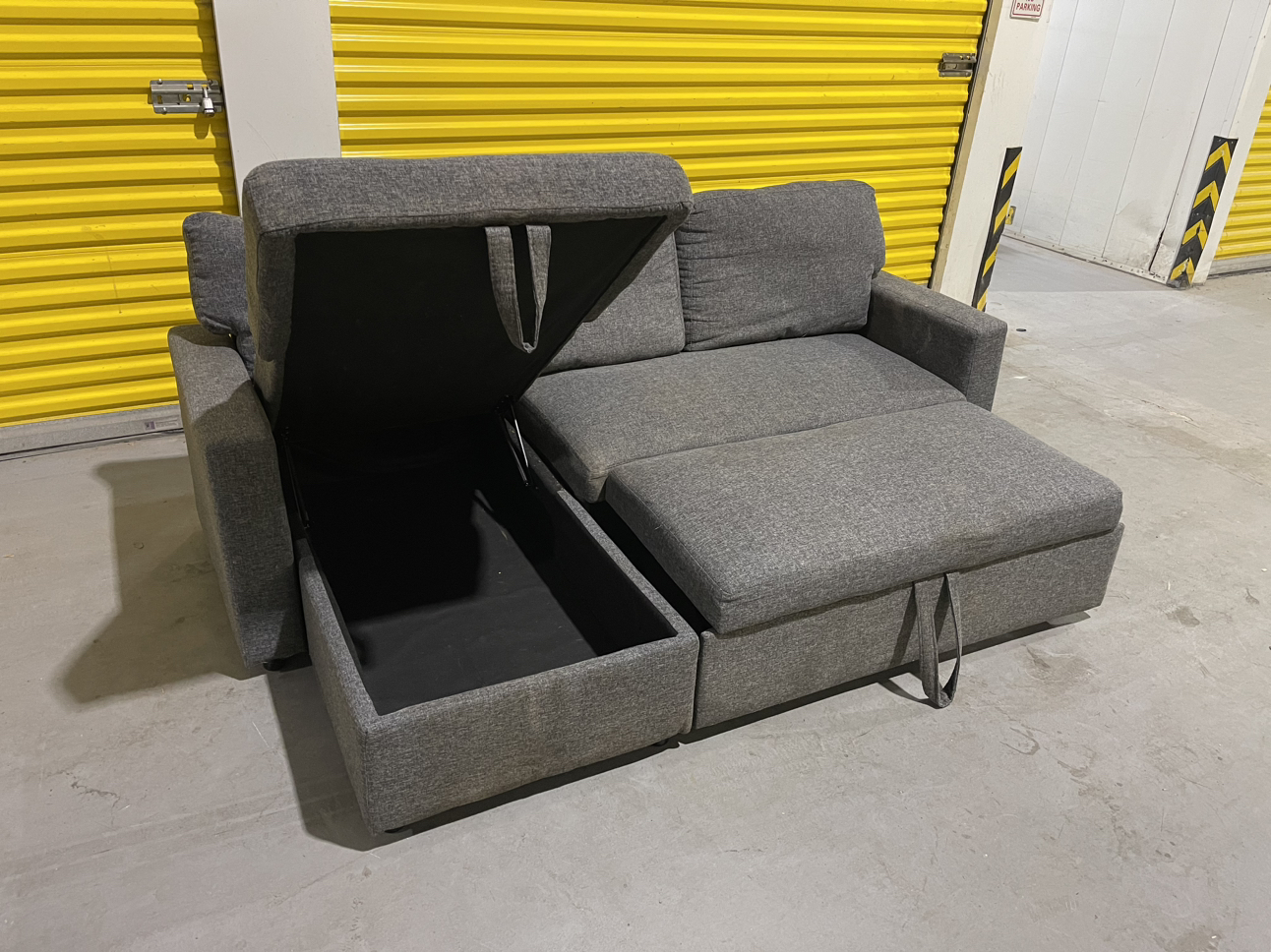DELIVERY | Dark Grey Pullout Sectional with Storage - photo 5