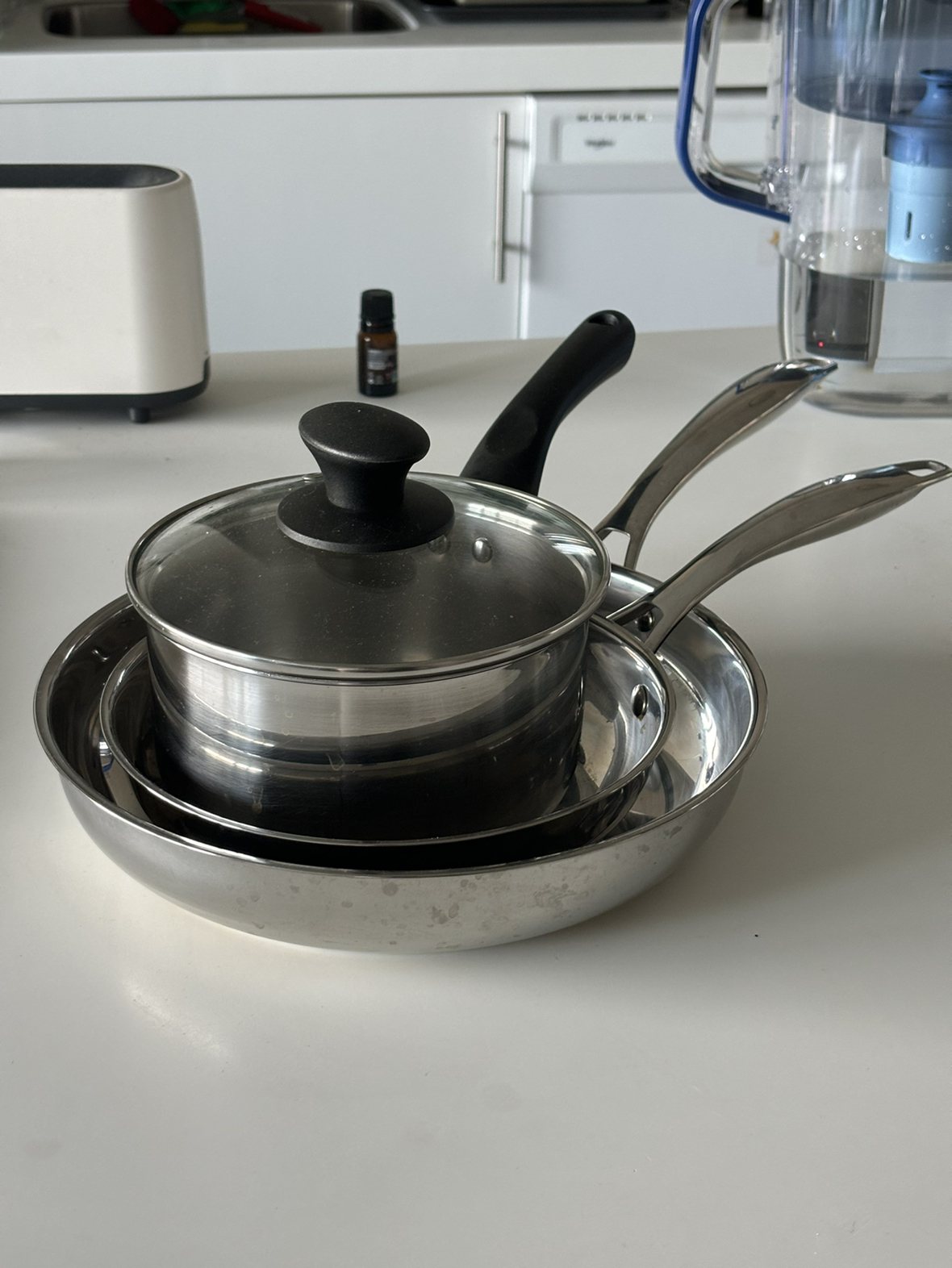 Stainless steel pots and pans