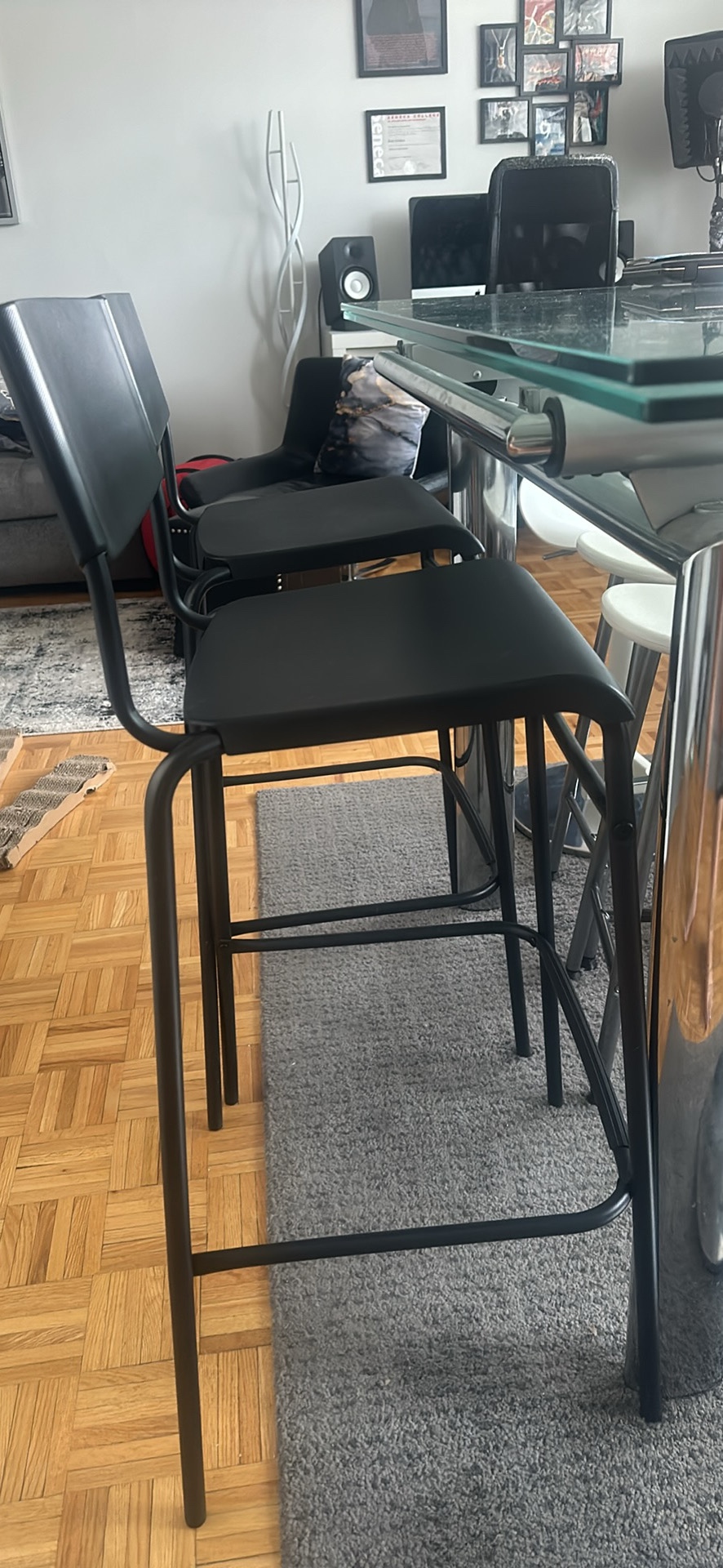 4 STIG Bar stool with backrest, black/black, 63 cm (24 3/4 ") - photo 2