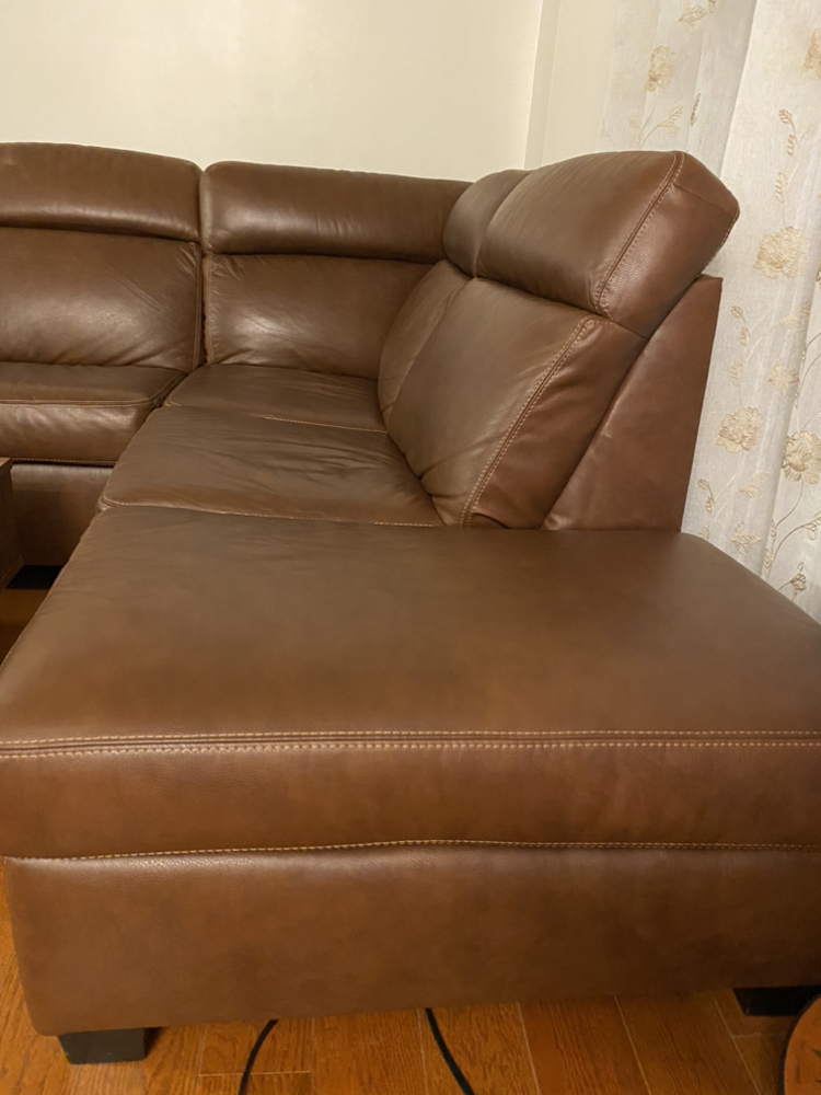 Genuine Brown Leather L-shaped sofa image indicator(3)