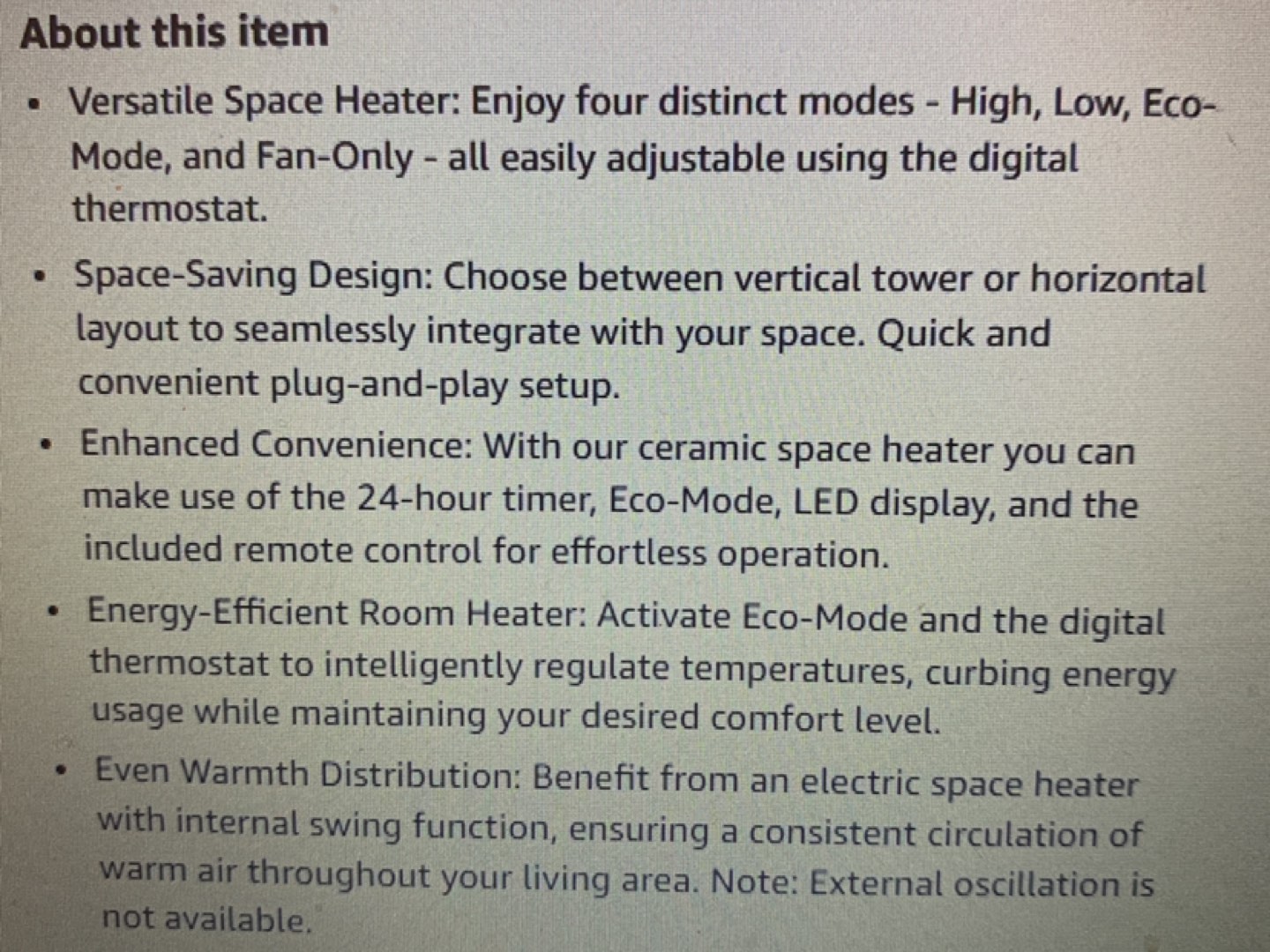 Space Heater - Senville Tower Ceramic with Remote - photo 4
