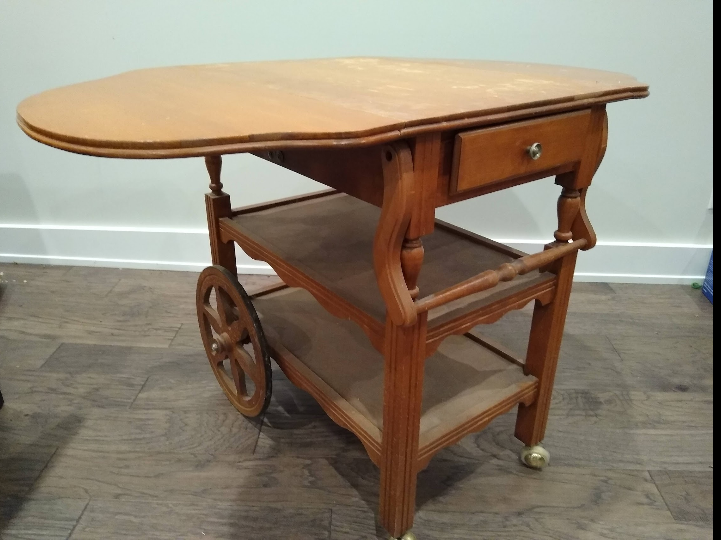 Vintage Drop Leaf Tea Cart Trolley - photo 2