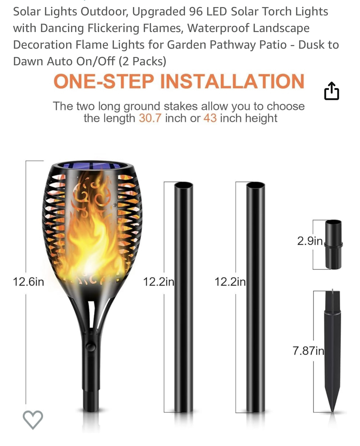 Solar Torch Lights Outdoor. 3 packs image indicator(3)