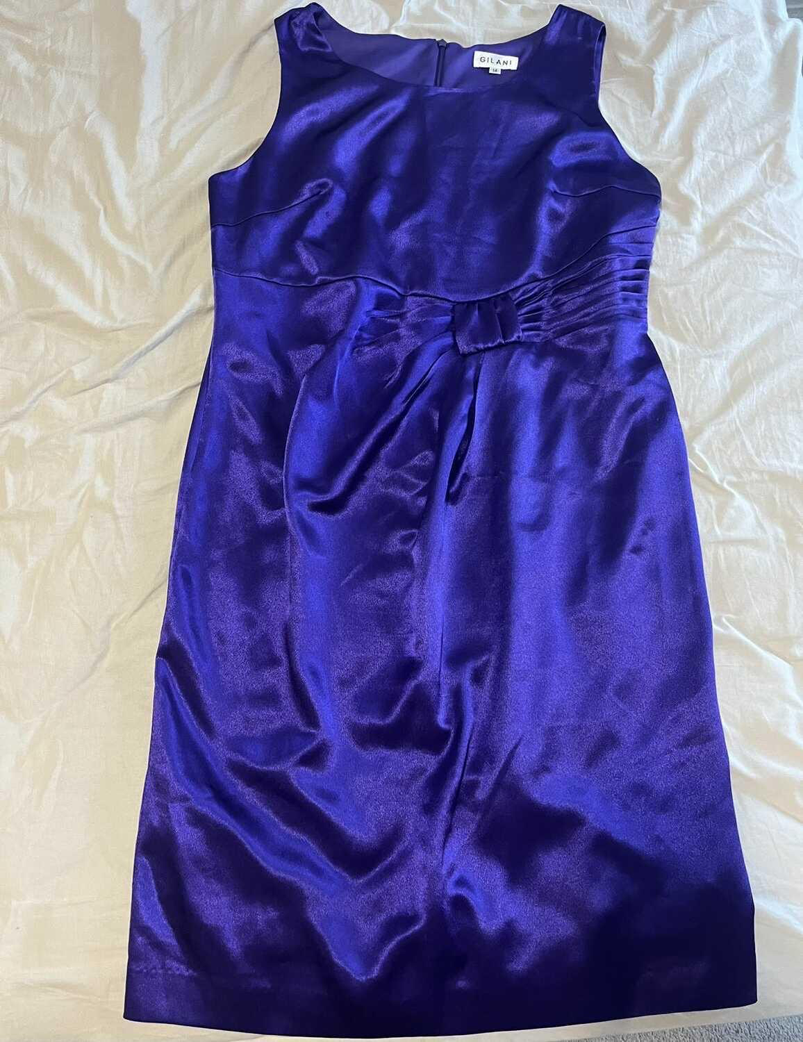 Women's Purple Satin Mid Length Dress