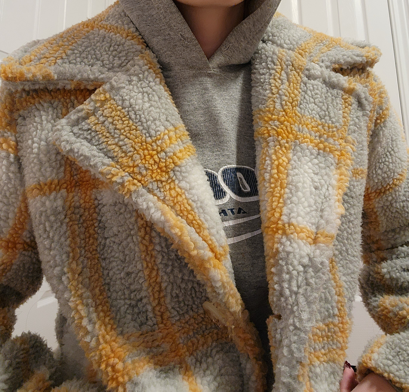 plaid teddy trench coat image indicator(3)