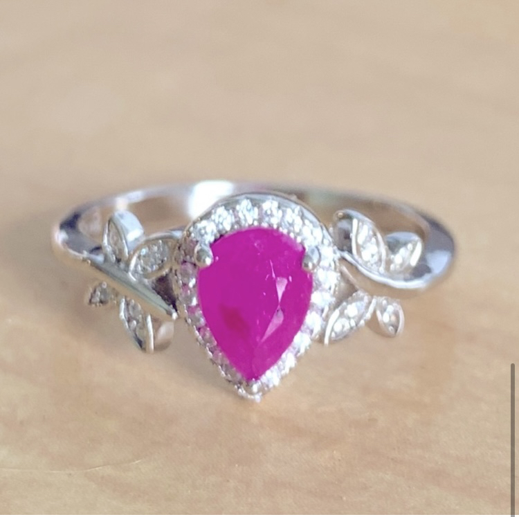 Sterling Silver And Genuine One Carat Ruby Butterfly Ring image indicator(2)
