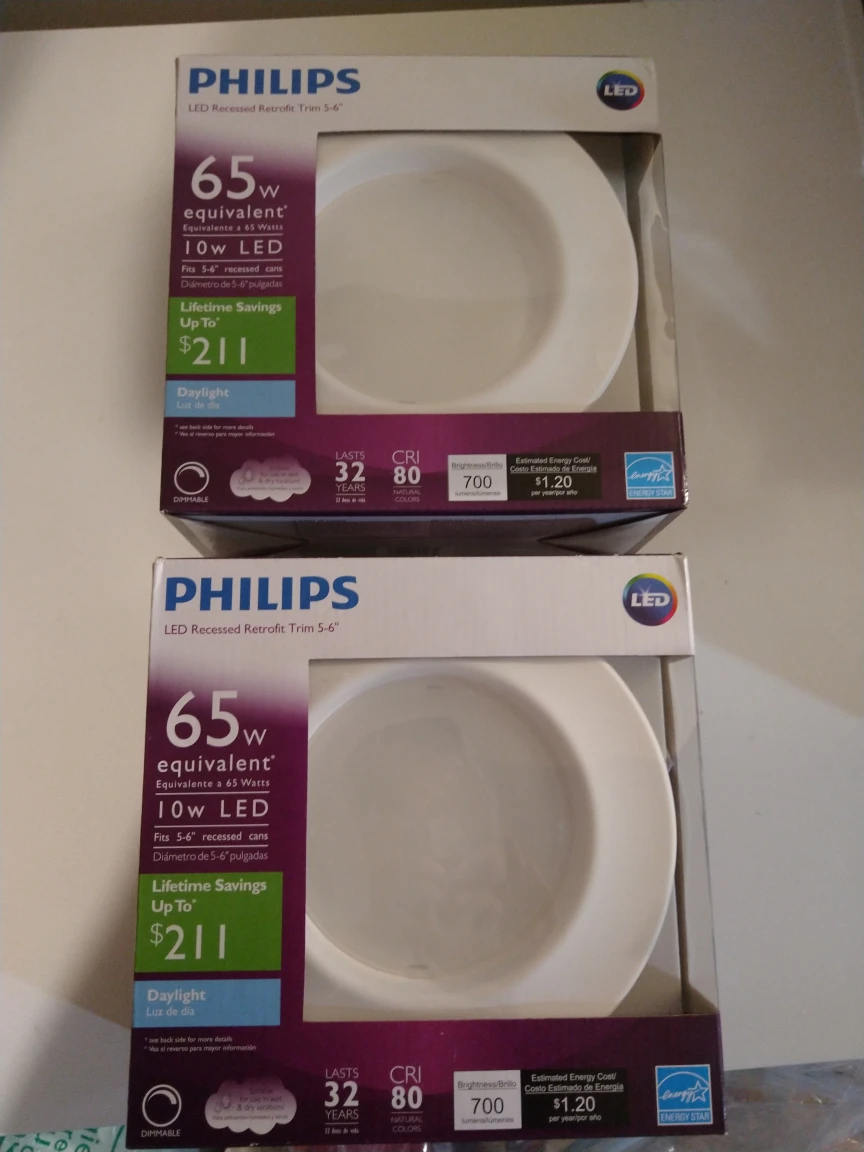 Set of 2 Philips led recessed retrofit lights, dimmable thumbnail