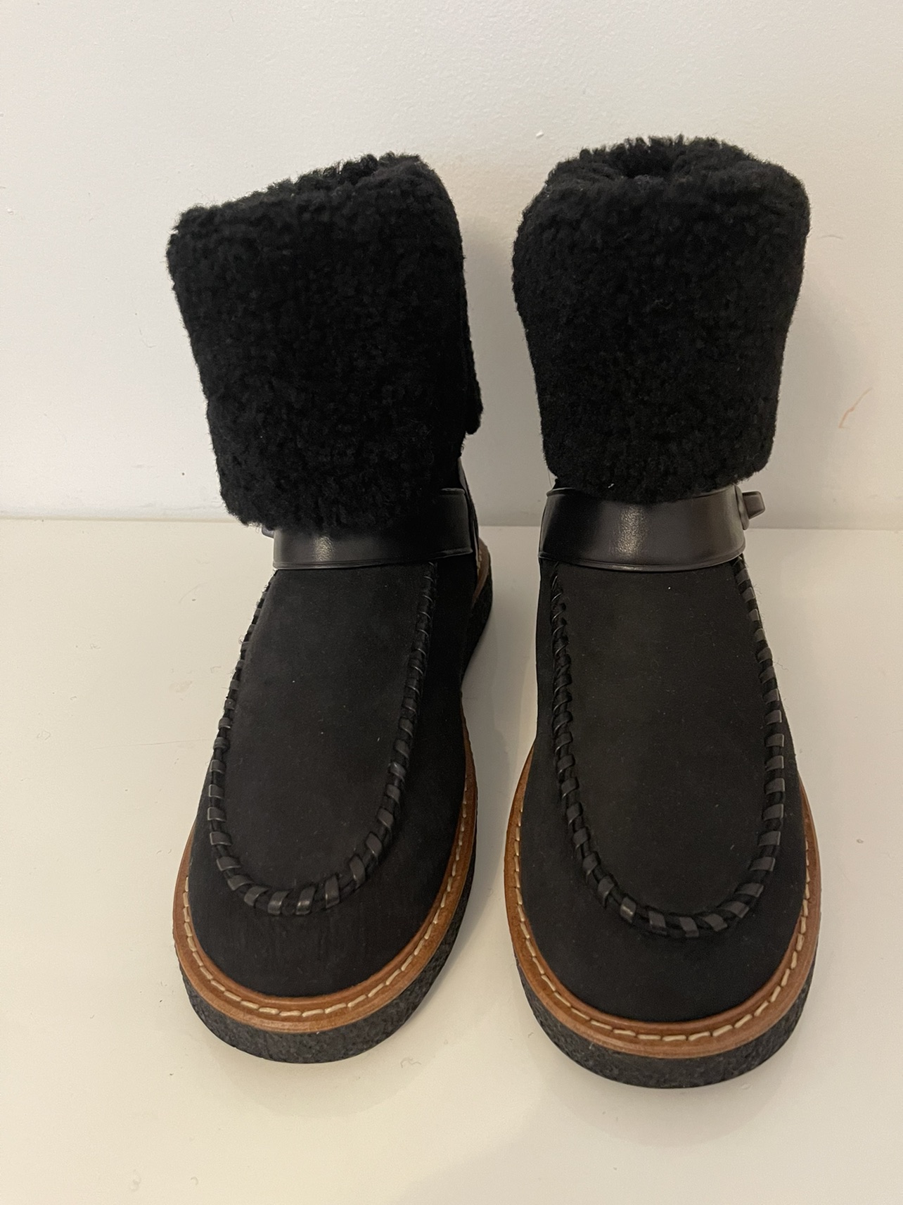 Brand New Coach Black Suede Shearling Boots - photo 3