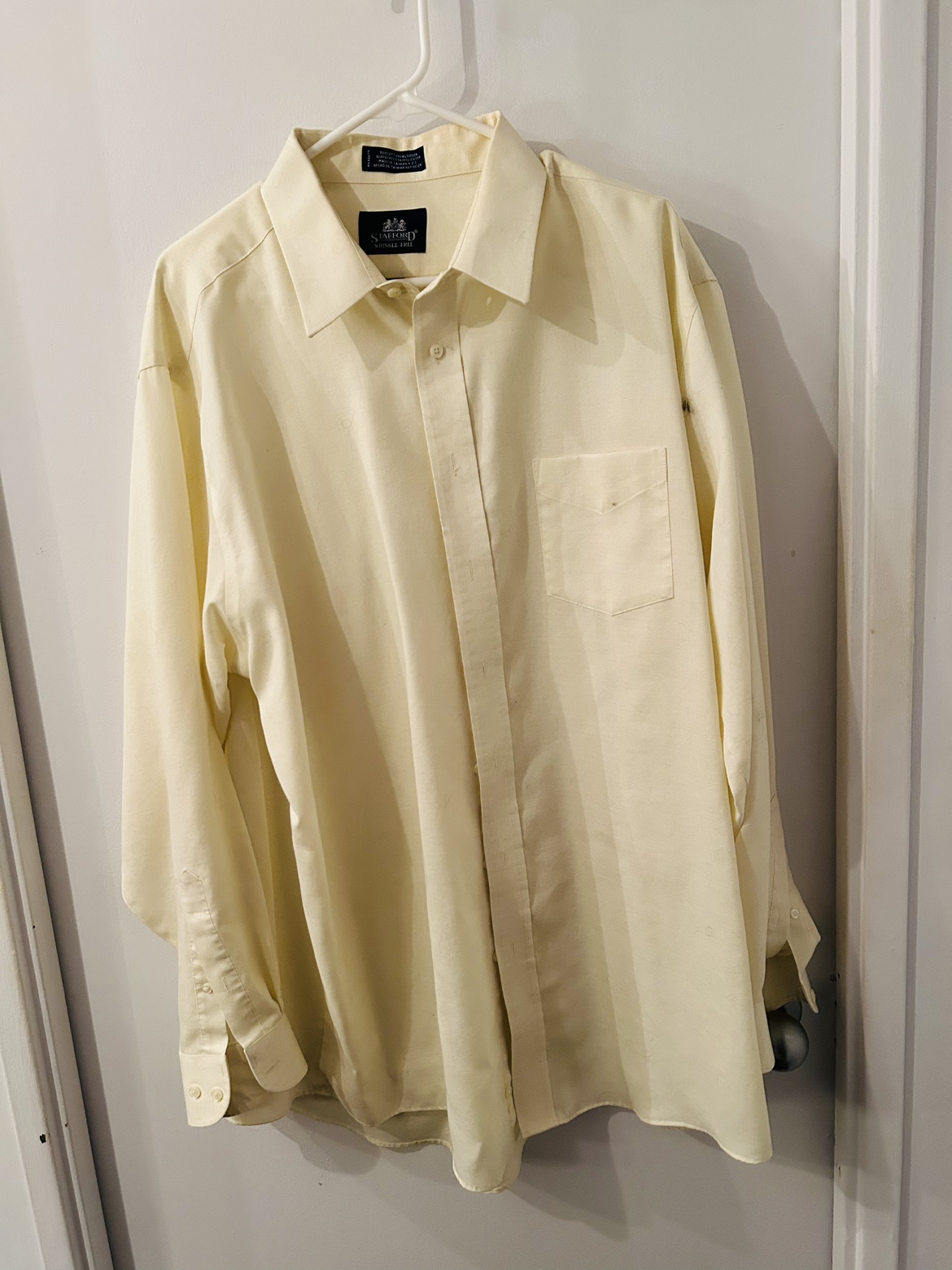 Pale yellow long sleeve shirt wrinkle free thumbnail
