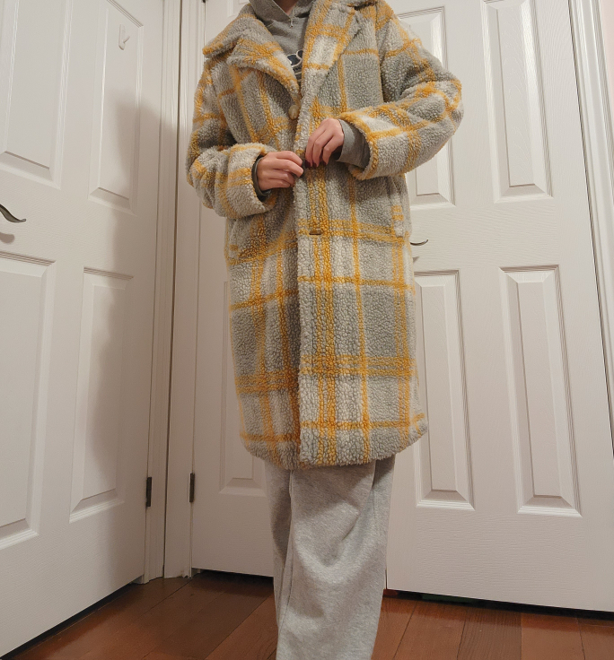 plaid teddy trench coat image indicator(4)