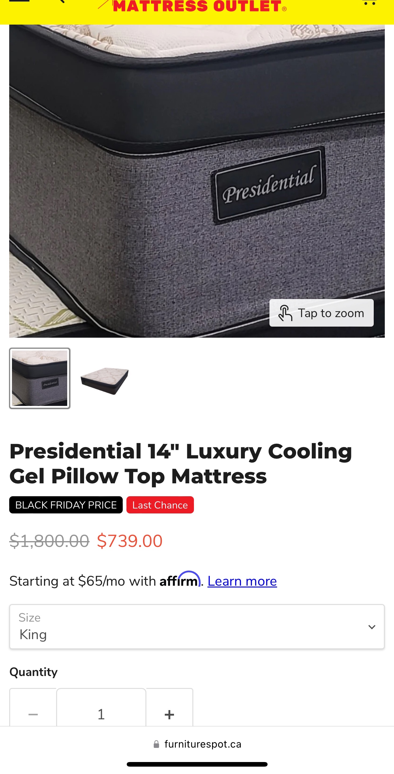 14 inch King size mattress with 5inch memory gel topper - photo 2