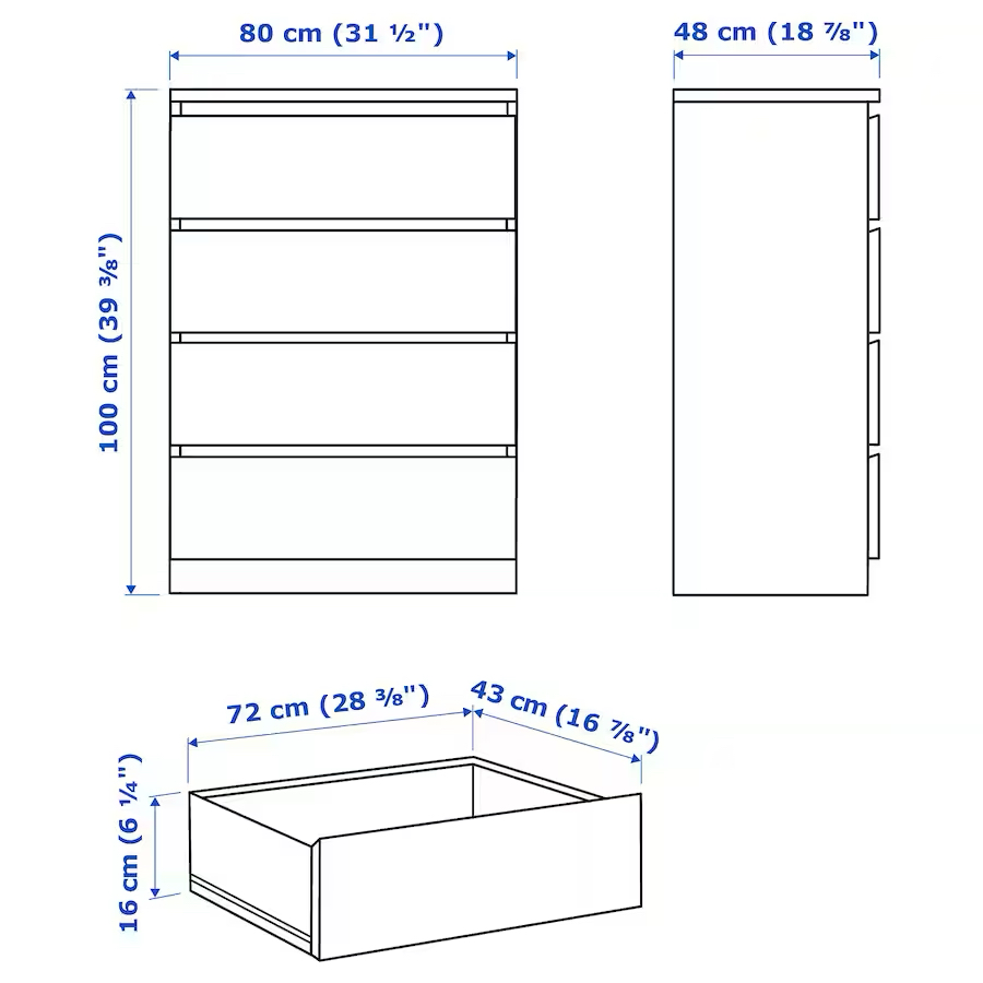 IKEA drawer, 4-drawer chest, white - photo 5