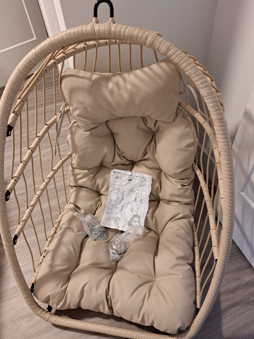 Ceiling hung wicker egg swing chair thumbnail