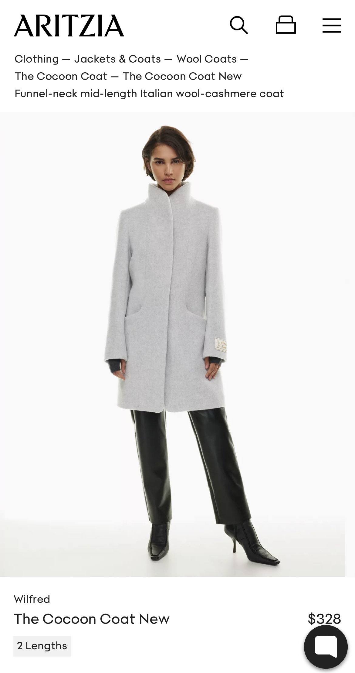 BLACK color Aritzia Wilfred The Cocoon Coat