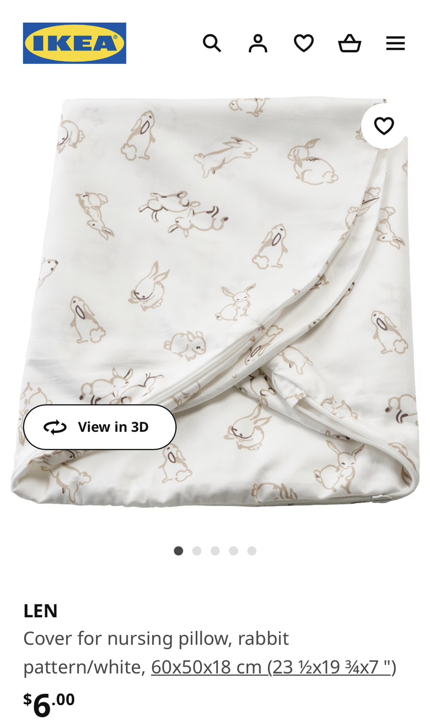 Ikea nursing pillow with extra bunny cover image indicator(3)