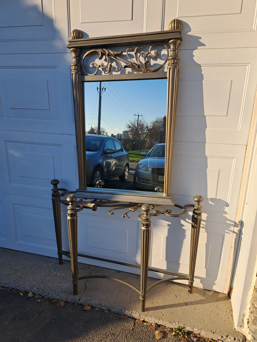 Hallway mirror and console table