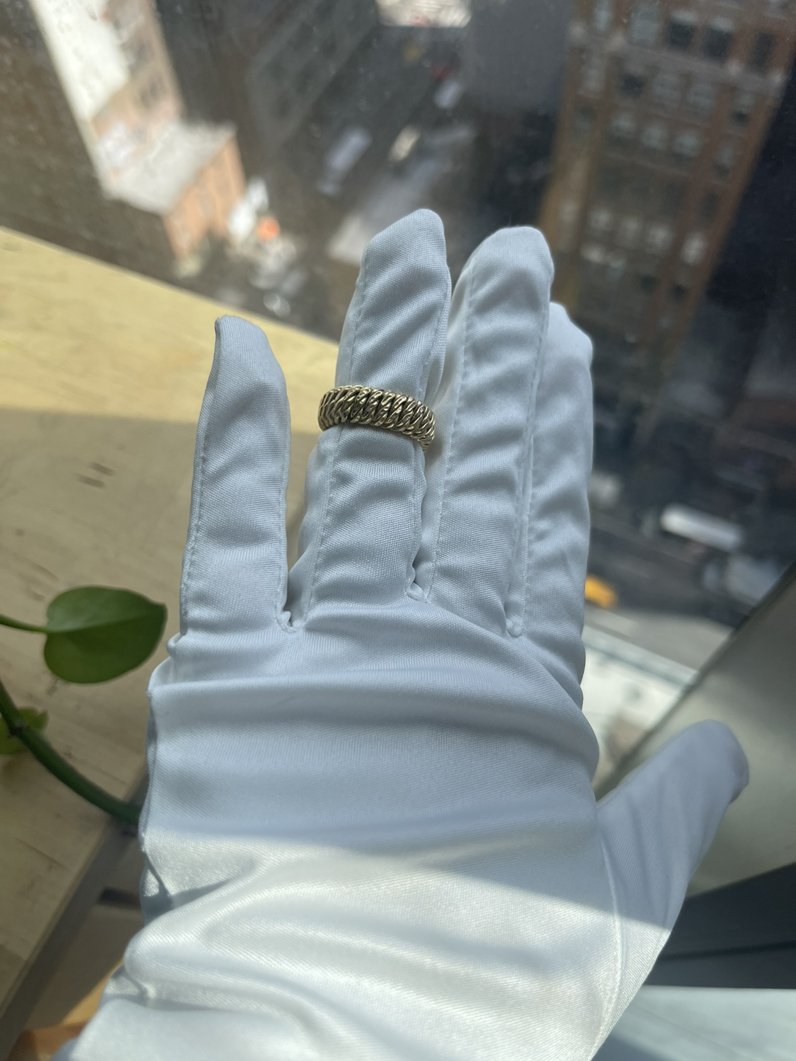 Gold Ring Cuban link ring mesh cable 14K Gold - photo 3