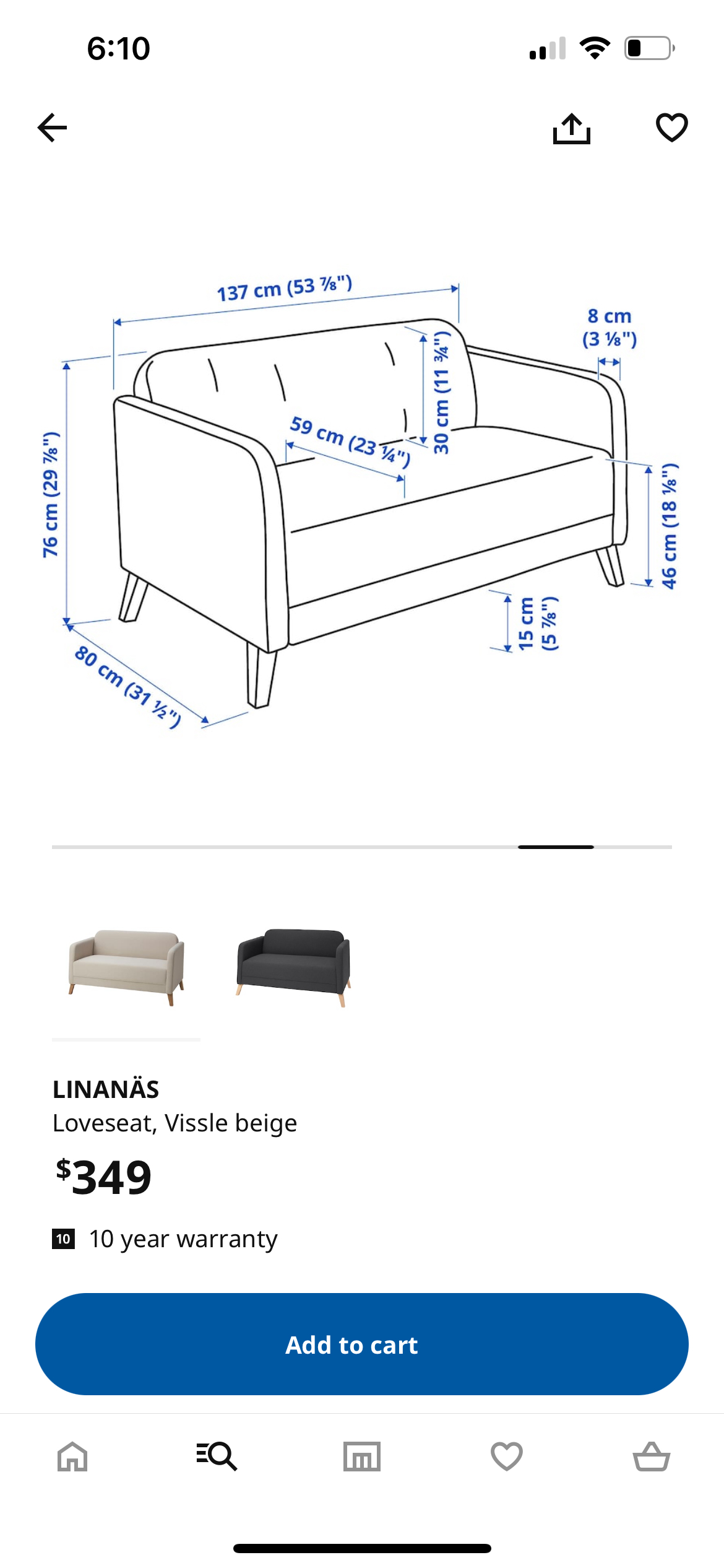 Ikea LINANÄS loveseat, vissle beige - photo 5