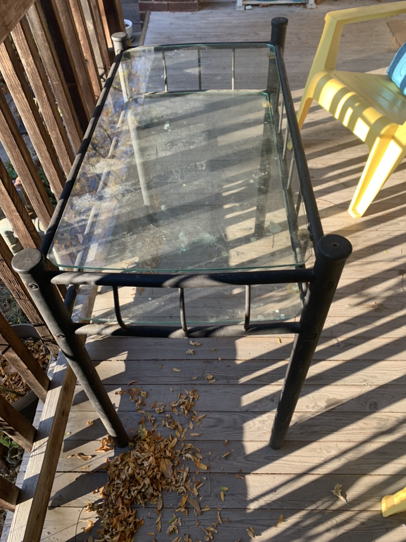 Black metal/glass console table - photo 3