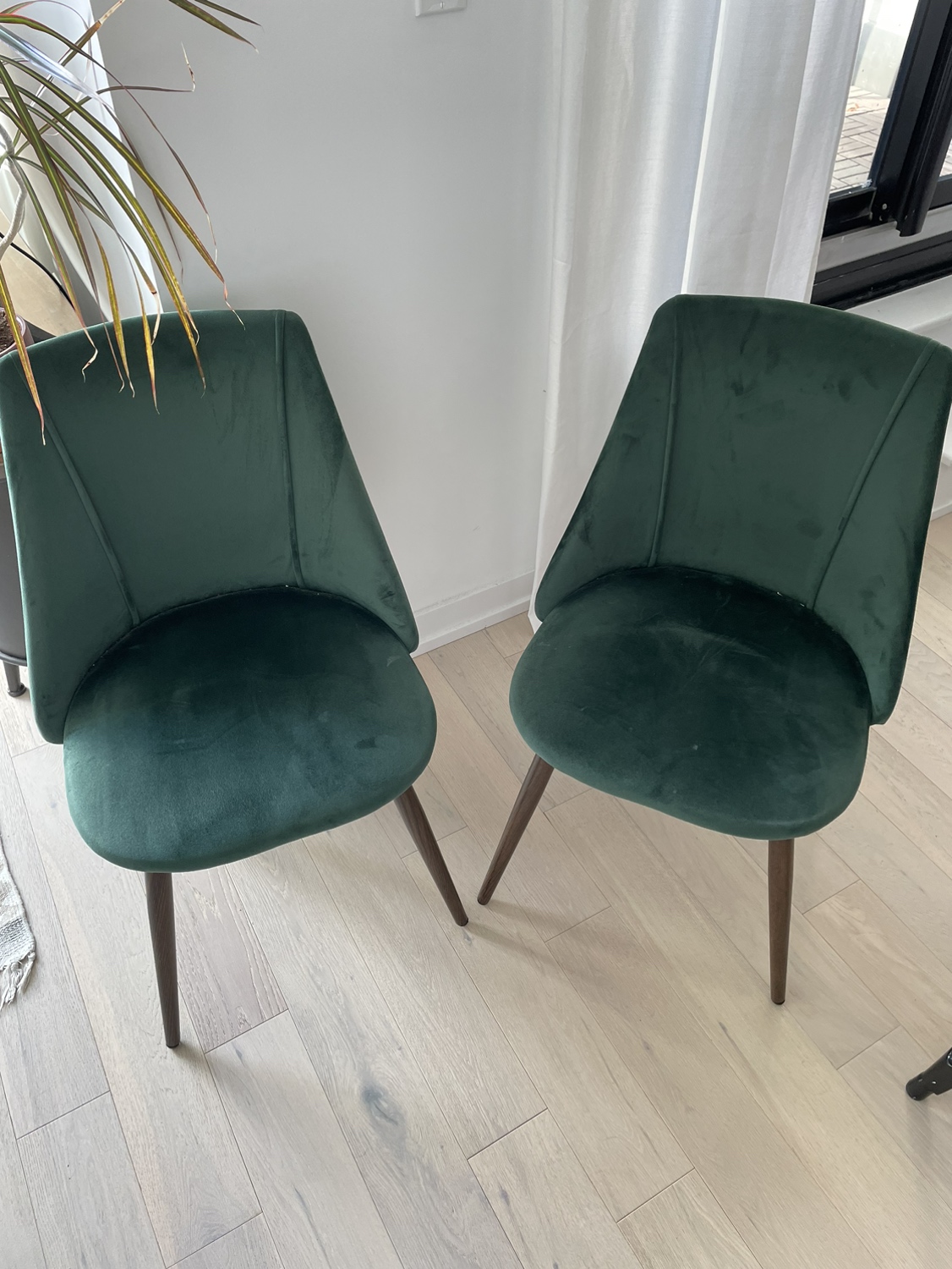 Green upholstered dinning chairs (set of 2)