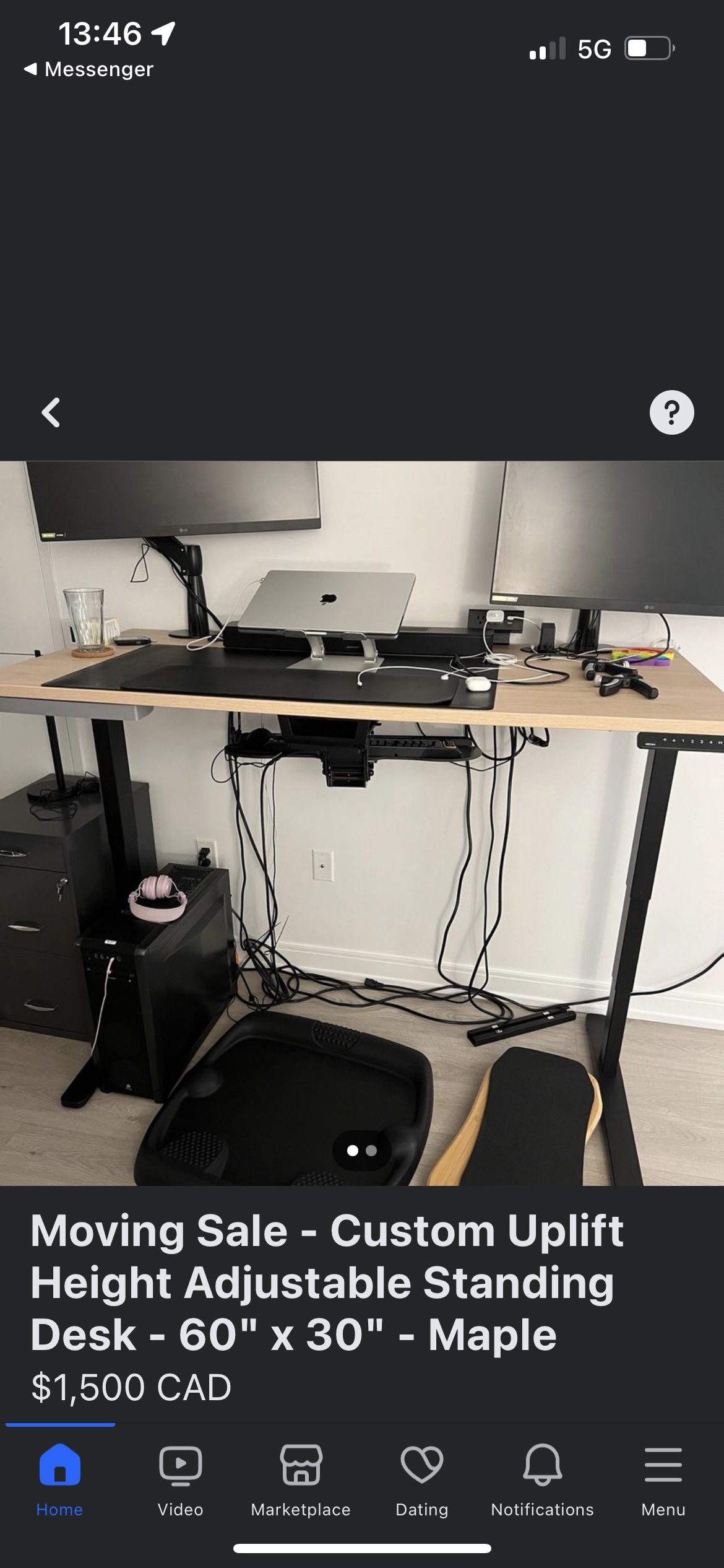 Moving Sale - Custom Uplift Height Adjustable Standing Desk - 60 - photo 3