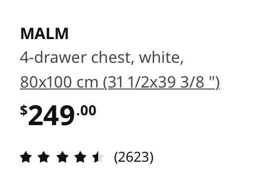 Ikea 4-drawer chest, white MALM - photo 2