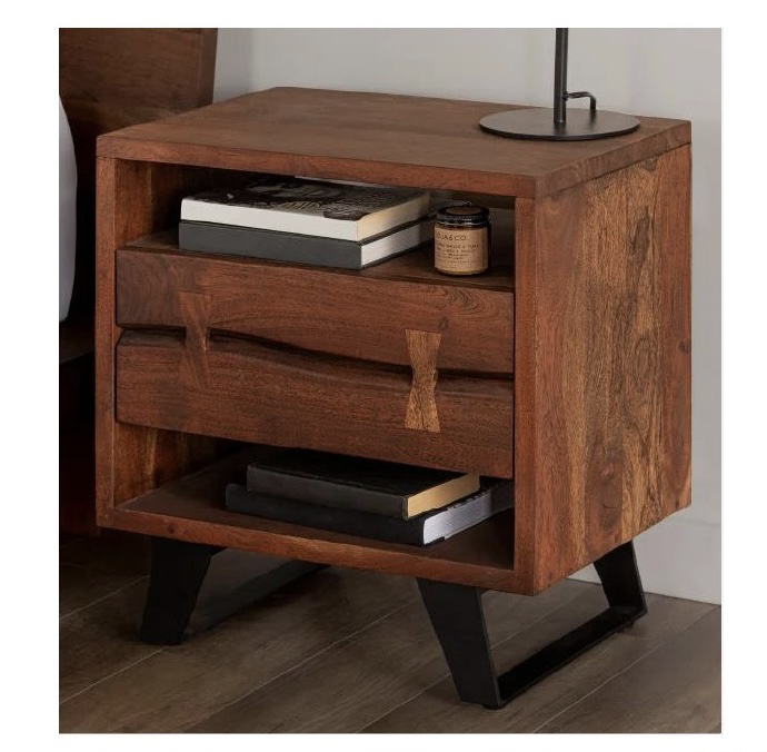 2 Solid Acacia Wood Nightstands for sale thumbnail
