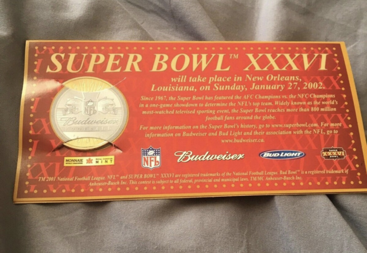 Dallas Cowboys 2001 Super Bowl  Medallion Coin Budweiser NFL - photo 2