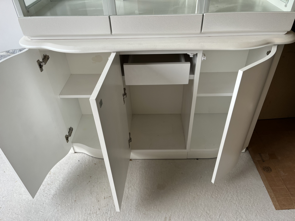 White Dining Room Cabinet with Glass Display - photo 2