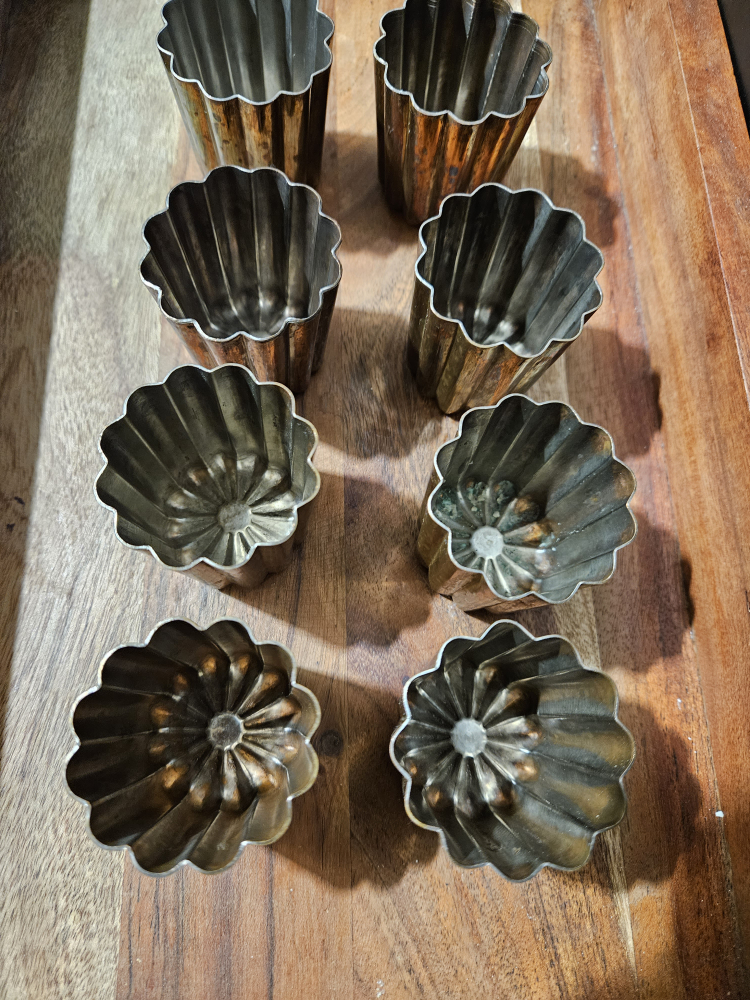 8 pcs copper and tin lined caneles molds