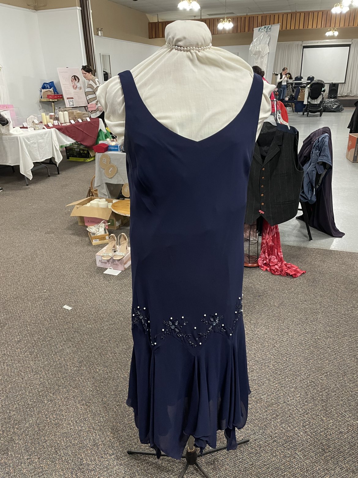 Navy blue beaded dress image indicator(2)