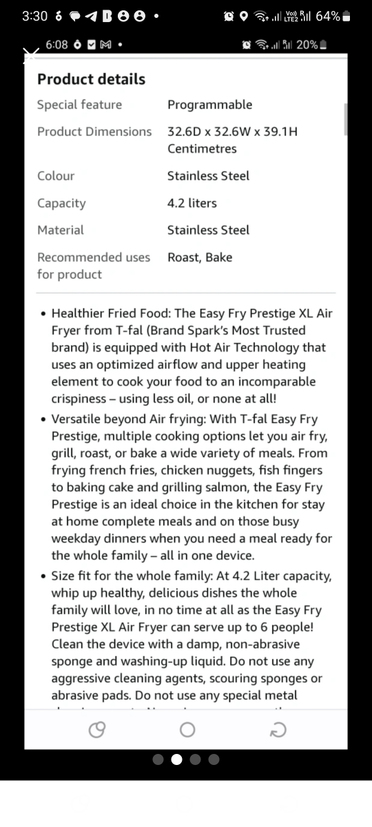 EXCELLENT (original $240) T fal 4.2L air fryer - photo 2