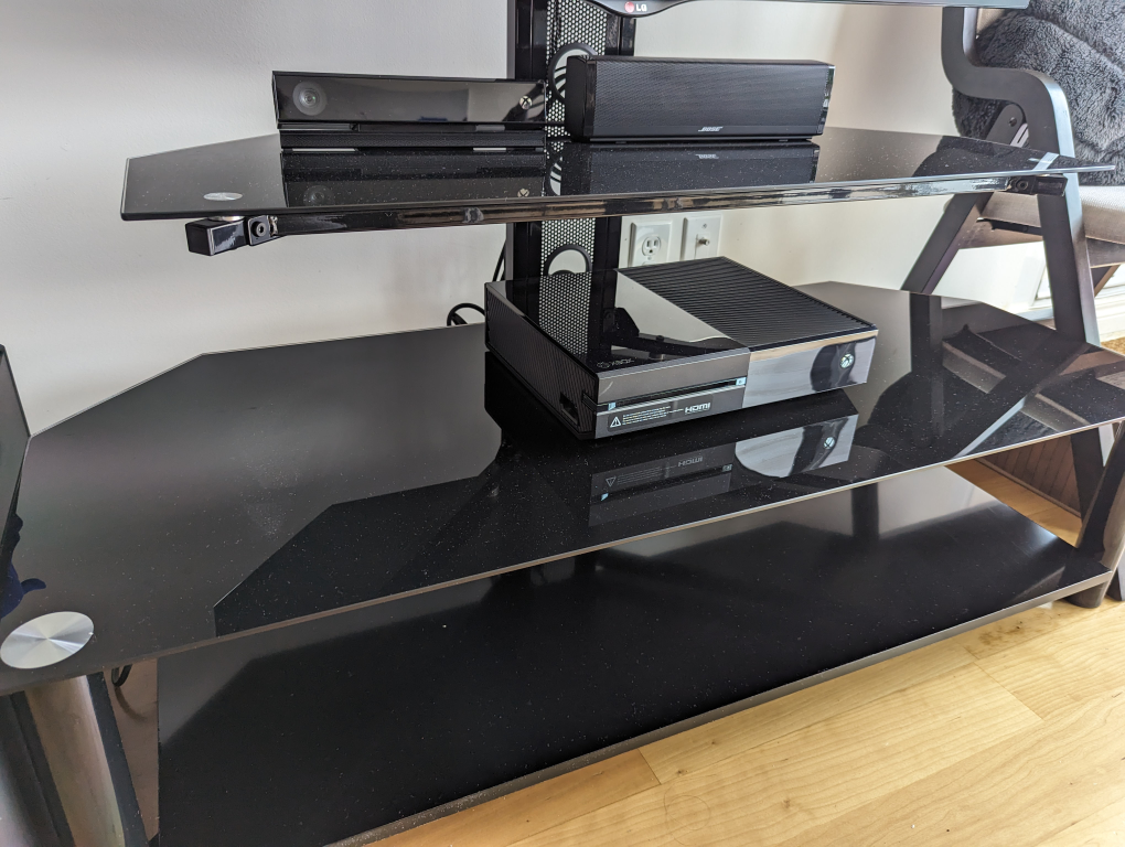Glass TV Stand with Integrated Mount thumbnail