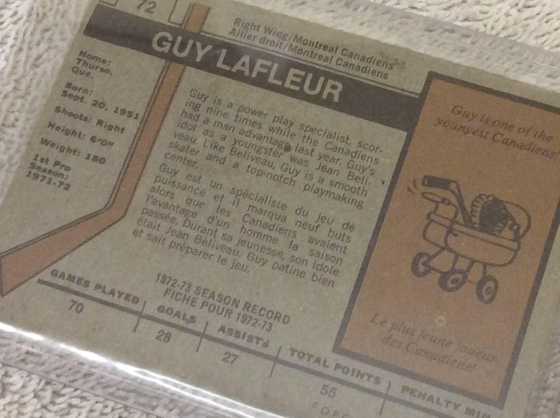 1973-74 TOPPS Guy Lafleur hockey card # 72 - photo 4