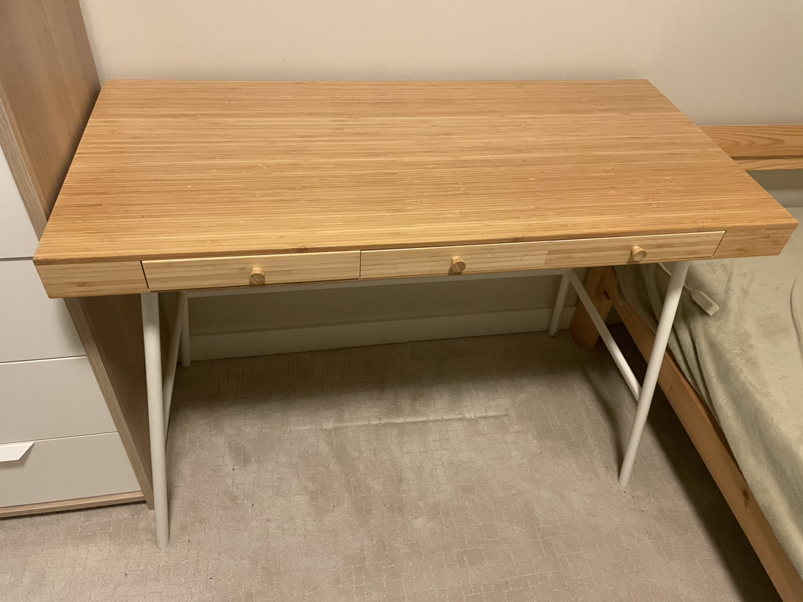 IKEA yellow wooden desk